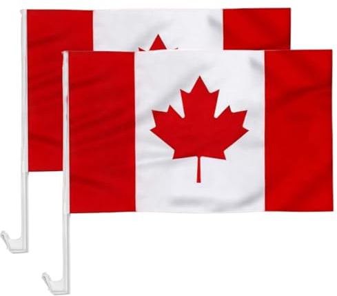 Trrymbbe Bandiera Canada 2 Pezzi 12x18 Pollici Bandiera Canadese per Auto con Clip sicura per sfilate di celebrazioni di Festival