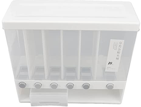 Yctze Wall Mounted Cereal Dispenser 10L Rice Dispenser Wall Mounted 6 Grid Cereal Pressed Sealed Dry Food Storage Container Home Kitchen Dry Food Storage