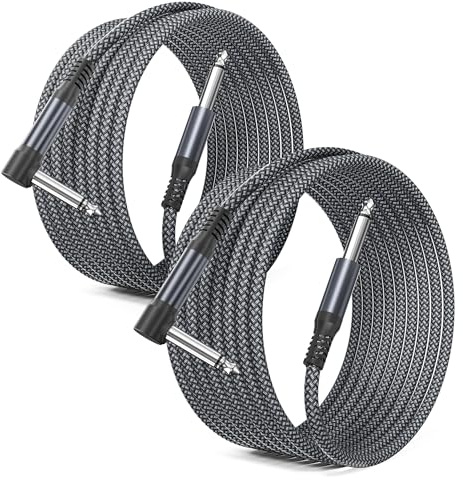 Elebase Cavo Chitarra TS 6.35MM 4.5M 2Pack,Cable Jack Audio Angolare | Cavo Jack Mono 6,35mm a 6,3mm,Cavi Guitar 90 Gradi 1/4 inch per Strumenti Musicali,Accessori Chitarra,Basso,Tastiera,Amp