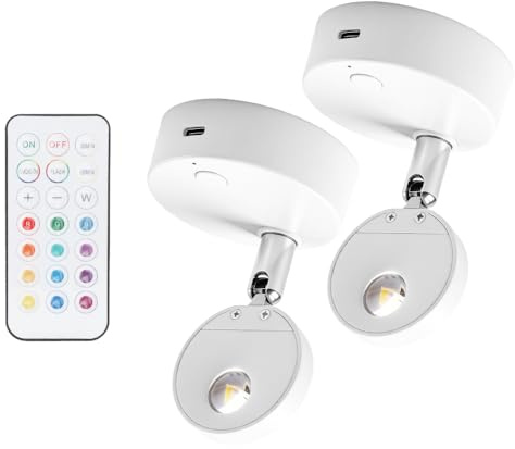 MIUUIPI Bilderleuchte, Drahtloser LED Strahler, LED 13 farbige Lichter, Aufladbar Wandstrahler Innen Mit Fernbedienung, Dimmbar Wandlampe Mit Timing Funktion, für Schlafzimmer, Wohnzimm, Wandbild (2)