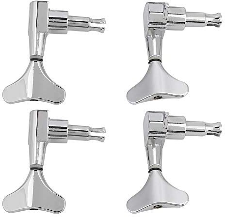 Naroote Bassgitarren-Stimmwirbel, Starke, Langlebige, Versiegelte Mechaniken für die Basswartung, 2L2R, Fischschwanzform, DIY-Bassspieler, Kupfer-Zink-Legierung + Stahl, Silber, 2 Linke und 2 Rechte
