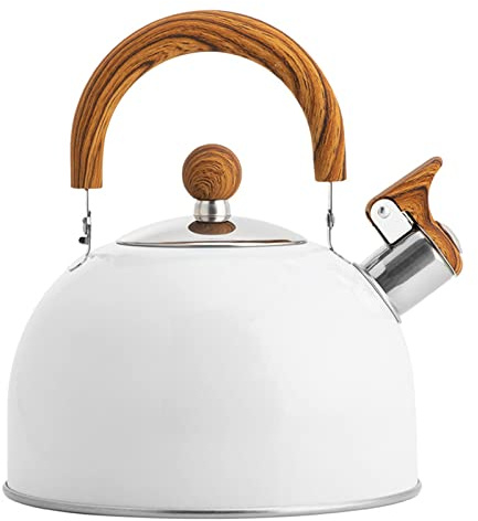 RASTKY Hervidor con Silbato para Estufa, Plegable de Acero Inoxidable, 2,5 L, Blanco, Salud y Moda para Uso Familiar
