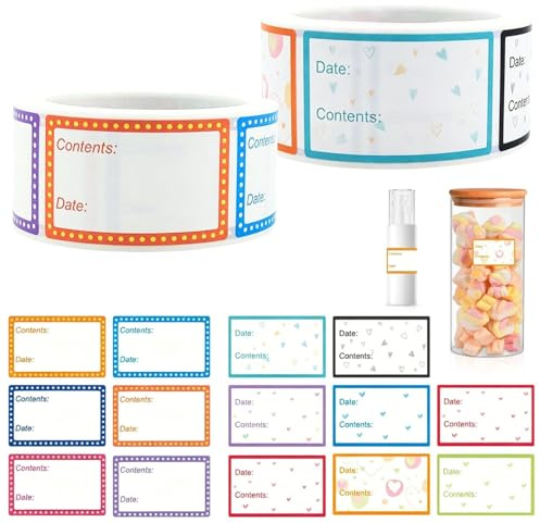 EVBOTGEE 2 rouleaux de 1000 étiquettes pour congélateur (25x40mm) - Étiquettes autocollantes détachables pour étiquetage - Étiquettes de cuisine pour aliments, bocaux à épices, boîtes de congélation