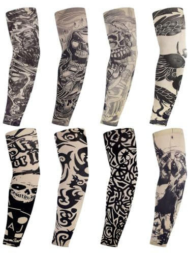 8 Pcs Manchons de Tatouage, Tatouage Ephemere Homme