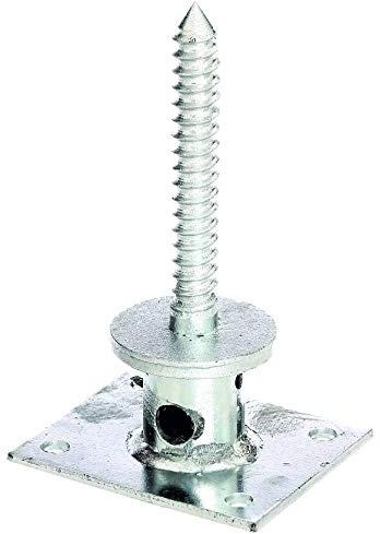 Alberts 208035 Pfostenträger für verdeckte Holzbefestigung | mit Betonanker aus Rundrohr oder zum Aufschrauben | feuerverzinkt | Länge Schraube 140 mm | Plattenlänge 100 mm | Plattenbreite 120 mm