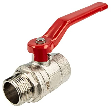 tecuro Kugelhahn, Innen- x Außengewinde G 1 1/4 Zoll (DN 32) Stahlhebel lang, MS-vernickelt