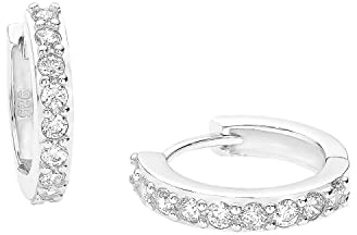 Amor Creoles 925 sterling silver damörhängen, med cubic zirconia synth, 1,3 cm, silver, Kommer i smycken presentförpackning, 9059249