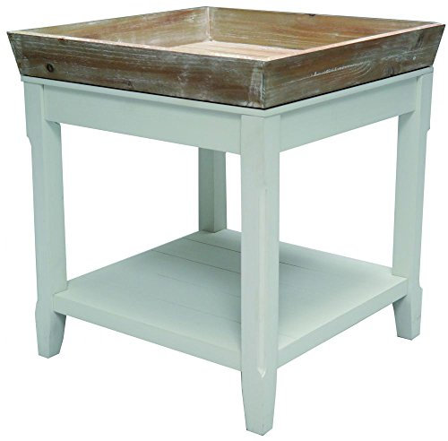 Beauty.Scouts Telefontisch Beistelltisch Bréhain 55x50x50 cm weiß mit Tablett