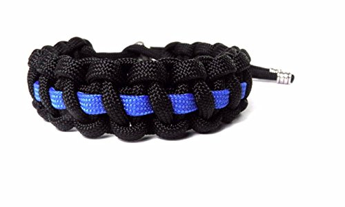 HanseCharms Paracord Typ III Armband-Thin Blue Line-Polizei-Männer, Frauen, Kinder Armband-Verstellbar, 1,7 cm breit (L = 19-24 cm)