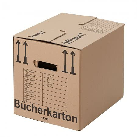 BB-Verpackungen 30x Bücherkartons Aktenkarton COMPACT 410 x 328 x 348 mm (30 Stück) 2-wellig | doppelter Boden, recycelte Pappe und dreifach Griffverstärkung