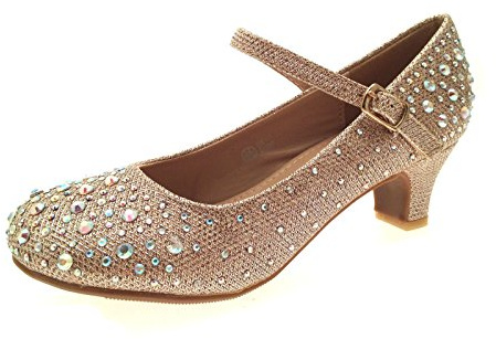 Lora Dora Girls Mary Jane Glitter Party Shoes Nude