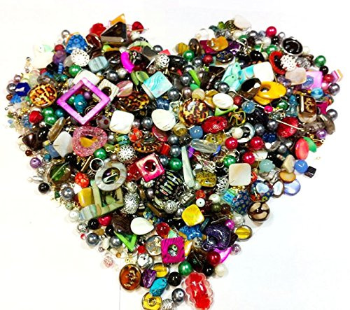 Perlin Perlen Mischung 1 kg Bastelperlen Schmuckperlen Glas Holz Metall Acryl Perlmutt zum Basteln für Armband Halskette Ohrring DIY Bastlerbedarf Überaschungspaket