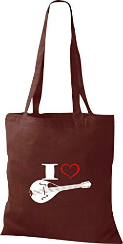 Shirtstown Pochette en tissu Musique I Love Mandoline - Marron - marron,