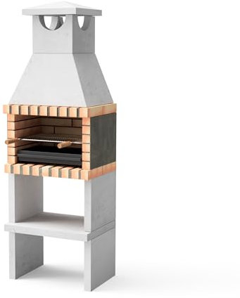 MOVELAR - Barbacoa de Obra Prefabricada de Leña y Carbón Modelo Niza/Zon Plus (Gris, Naranja - 62 x 46 x 186 cm) REF: 3545/1 - Cocina de Exterior Compacta para Jardín o Patio