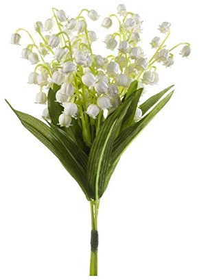 artplants.de Mini Ramo de Lirios de los Valles Artificial Melody, Blanco, 20cm - Convallaria majalis Decorativa - Ramillete de Flores Blancas