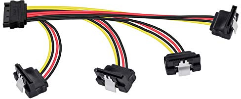 Poppstar SATA-strömkabeladapter (fyrvägs, 14-25 cm) (SATA-strömkabeladapter, 1 x stift (m) till 4 x hål (f), vinklad)