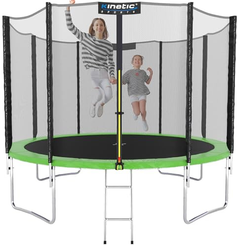 KINETIC SPORTS Trampolin Outdoor Salto Ø 183/244/305/366/400/430/490 cm - Kindertrampolin Gartentrampolin Set mit Leiter, Netz, Randpolster, USA Sprungtuch, bis zu 160kg