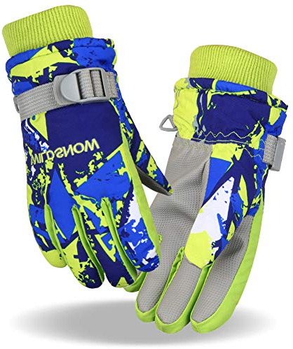 Fengzio Skihandschuhe für Kinder wasserdichte und Winddichte Winterhandschuhe Warm Sporthandschuhe Snowboard Handschuhe für Outdoor-Sport in Winter Fahrradhandschuhe Warme Handschuhe