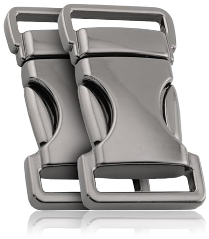 Ganzoo Lot de 2 fermetures à clic en métal avec fermeture à ressort - 5/8 - Fermeture à clip - Pour bracelets en paracorde, colliers de chien, sac à dos, couleur : titane