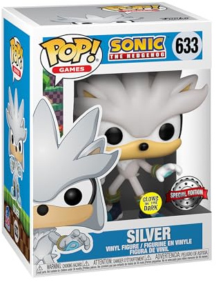 Funko POP! Games: Sonic The Hedgehog 30th - Silver The Hedgehog - Leuchtet Im Dunkeln - Vinyl-Sammelfigur - Geschenkidee - Offizielle Handelswaren - Spielzeug Für Kinder und Erwachsene