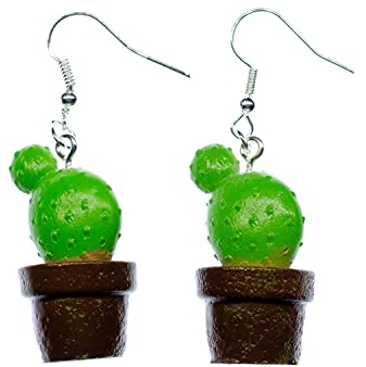 Miniblings Boucles d'oreilles cactus Miniblings cactus plante en pot plante occidentale Texas Mexique Cowboy boule cactus 1 - Bijou fantaisie fait main I Boucles d'oreilles pendantes plaqué argent,