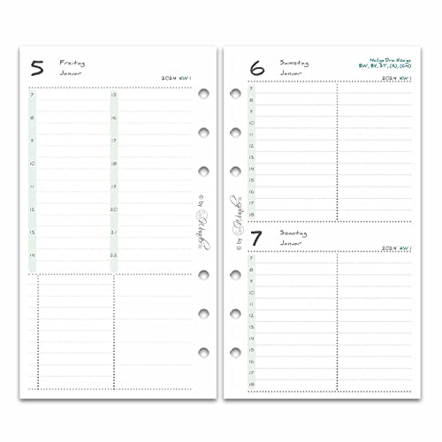 SinnWunder® Premium Kalendereinlagen 2026 - Tages-Kalender - 1 Tag pro Seite - Größe Personal - Filofax-Lochung (PureSinn)