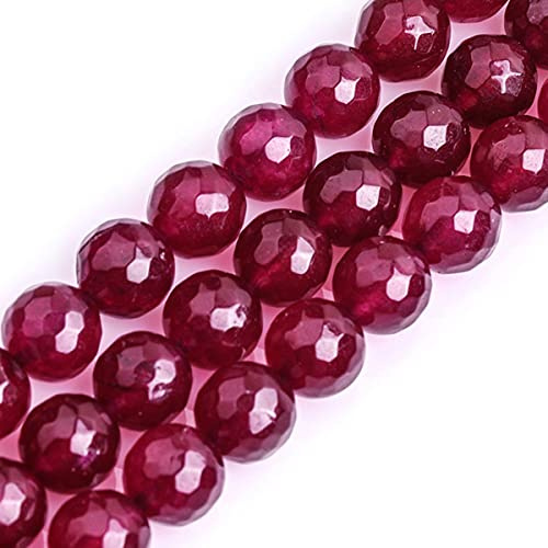 Gem-Inside 12 mm sfaccettato giada fucsia pietra naturale rotonda semi preziosa sciolta perline per la creazione di gioielli filo 38,1 cm
