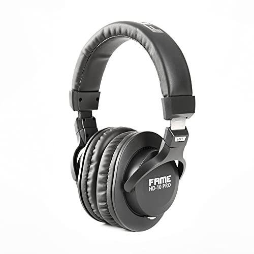 Fame Audio HD-10 PRO Geschlossene Studio Kopfhörer, Grau, Dynamischer Wandler, 8-27000Hz Frequenzbereich, 600mW Belastbarkeit, 32 Ohm Impedanz, 0.24kg Gewicht, Abnehmbares Kabel, Inklusive Zubehör