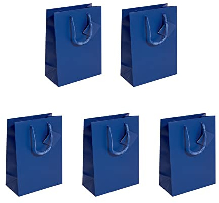 SIGEL GT504 Borsa regalo, media, 23 x 17 cm, opaco, blu scuro, 5 pezzi