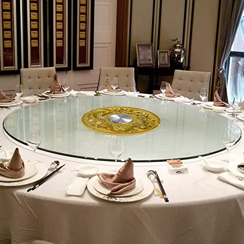 LUNEZY Plateau Tournant De Service, Plateau Tournant Rond en Verre Trempé, Assiette De Service De Cuisine, Silencieux, Stable Et Pas Facile À Incliner/Transparent/50Cm/20In
