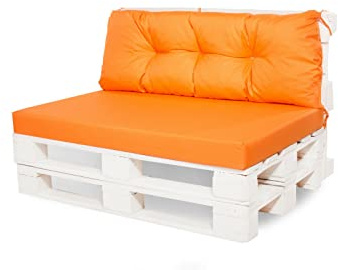 Palettenkissen Outdoor - Palettenkissen wasserfest - Palettenkissen Set (Set sitzkissen 120x80 + rückenkissen 120x40, Orange)
