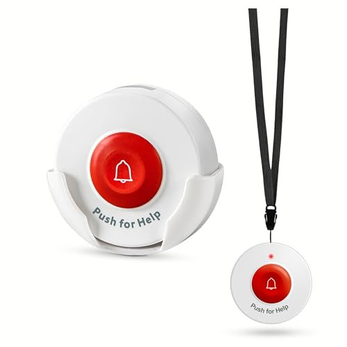 SYNLETT Pulsante SOS Medico per Anziani Compatibile con Pager M091B e SP30 Sistema di Chiamata Wireless Allarme Portatile per Badanti Casa Clinica Emergenze