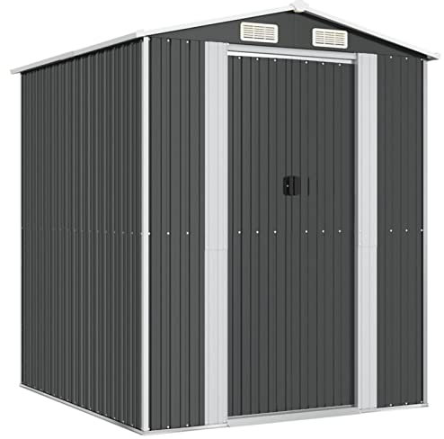 Keketa Gartenhaus Geräteschuppen Gartenhaus aus Blech Gartenhaus Gartenhaus Schuppen Gartengeräte Gartengeräte Anthrazit 192x191x223 cm aus verzinktem Stahl