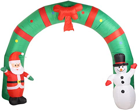 8ft Navidad Arco Inflable con Santa y el muñeco de Nieve, Luces LED, Blow Up Yard Decoraciones Decoraciones de Navidad Decoraciones al Aire Libre para Navidad Fiesta, Jardín