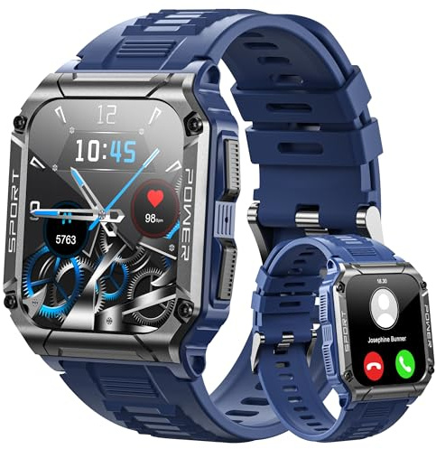 Hohosb Reloj inteligente deportivo para hombres y mujeres, contestar/hacer llamadas, monitor de actividad física de 1.97 pulgadas, pantalla táctil de frecuencia cardíaca, monitor de sueño, impermeable
