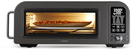 Tower T17141 Elite Pizza Oven with 5 High Temperature Programs, 15 Cooking Functions, Turbo Crisper, 18L, 2000W, Grey & Chrome