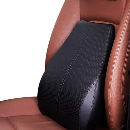 ATLION Memory Foam Lumbar Cushion & Neck Pillow - Breathable PU Leather Back Support Cushion, Posture Therapy Lumbar Support Pillow, Back Cushion for Home, Office, Car, Travel(Black,CUSHION)