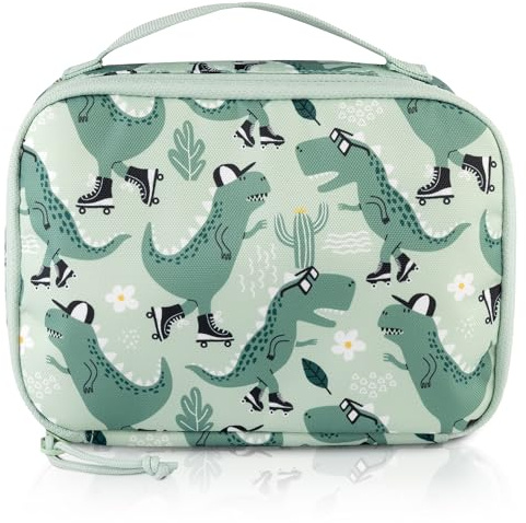 TA Trend Atelier Kinder Thermotasche aus recyceltem Polyester – nachhaltige Lunchtasche, PFC-frei & wasserabweisend (Dino-Grün)
