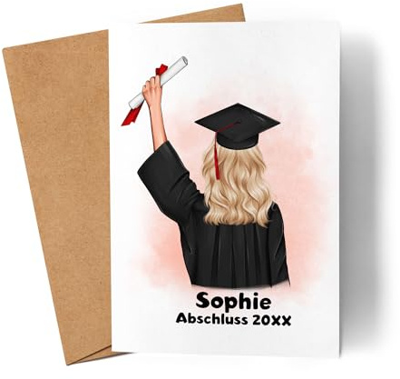 Kiddle-Design Bachelor Master Abitur 2026 Karte Abschlusskarte Personalisiert Name Doktor Dr Absolventin Damen Frauen Schulabschluss Abi Glückwunschkarte
