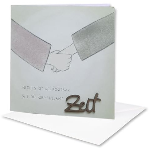 Original Holzgrusskarte - Geschenkkarte für besondere Glückwünsche, Motiv Nichts ist so Kostbar, wie gemeinsame Zeit , Geburtstagsbillet, Glückwunschkarte, Grußkarte