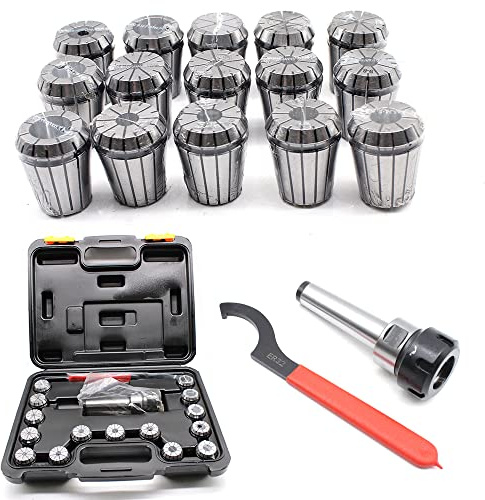 Spring Collets Set MT3 M12 ER32 CNC Collet Chuck Taper Holder w/ 15pcs ER32 Spring Collets Chuck Extension Adapter for CNC Workholding Engraving & milling Lathe Tool