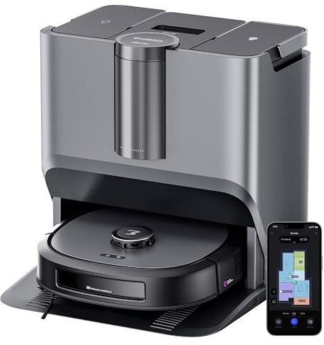 Eureka J20 Robot Vacuum Self Emptying, 8000Pa Suction, Auto Mop Washing & Hot Air Drying,3D Obstacle Avoidance, Cycling Belt-Mop Design