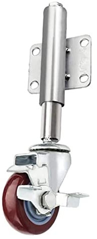 Bürorollen Federbelastete Polyurethan-Torrolle, 5-Zoll-Schwerlastmöbel-Lenkrolle, höhenverstellbar 30/60 mm, Tragfähigkeit 220 lbs, mit 4 Löchern Universal-Montageplatte Casto