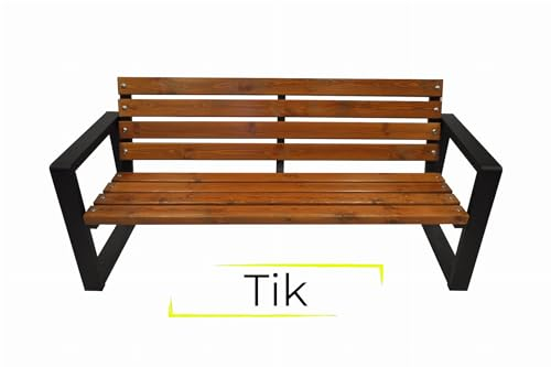 Generisch Gartenbank Parkbank Gestell Stahl Massivholz Park 125cm LANG STABIL GRAU Beton (Tic)