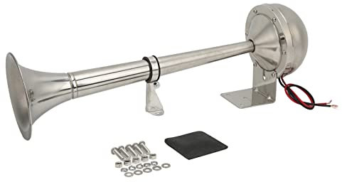 12V Air Horn, klaxon baau Powerful Stainless Steel Trumpets Marine Electric Train Horn Loud Single Trumpet 328DB 30W VXH1112MAR C Universal Air Horn, tromba 12 for Boats RVs Yachts