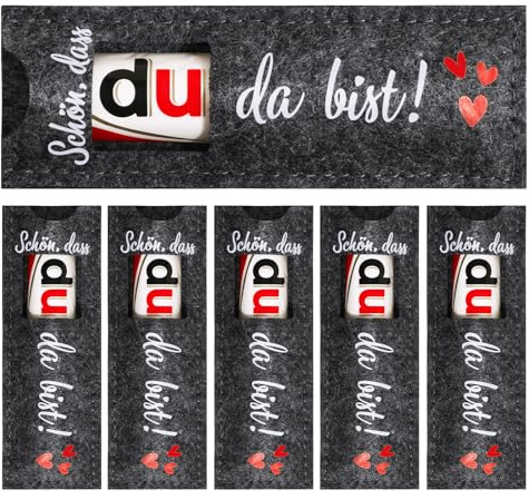 BOFUNX 24pcs Schön dass du da bist Geschenke Hülle Filz Geschenk für Schokolade Verpackung Geschenk für Hochzeit Taufe Geburtstag Abschluss
