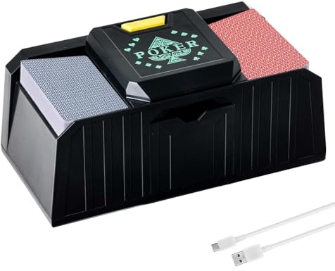 Nicoone Automatischer Kartenmischer 1-2 Decks,Batteriebetriebener Elektrischer Kartenmischmaschine,Automatic Shufflers for UNO, Texas Hold'em, Home Card (Geräuschloser USB- und Batteriebetrieb)