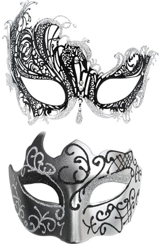 Masque Costume - 2X Retro Face Cover - Costume Masque Accessories, Couple Face Covers Set for Stage Performance