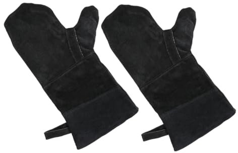 Housoutil 2pcs Heat Gloves for Cooking Insulated Kitchen Mittens Bbq Glove Black Oven Mitts