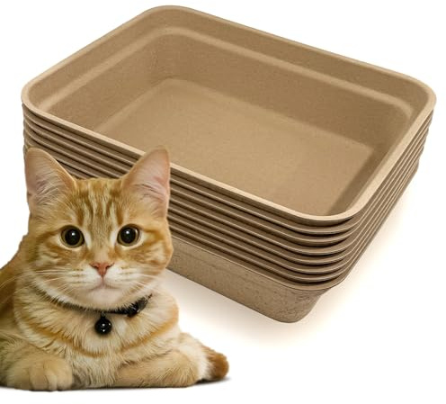 Nexboraque 8 Pack Disposable Cat Litter Box, 17 x 13.2 x 4 Inch Large Kitty Litter Box Pans Paper Cat Litter Tray for Hamster, Guinea Pig, Rabbit, Portable
